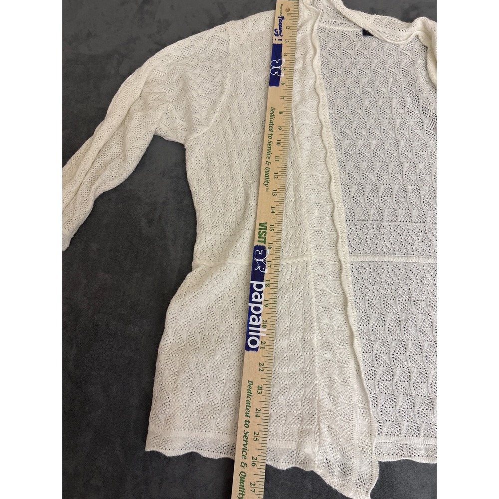 Cottagecore Whimsy Cozy White Pointelle Knit Cardigan Sweater 2X - Picture 6 of 7
